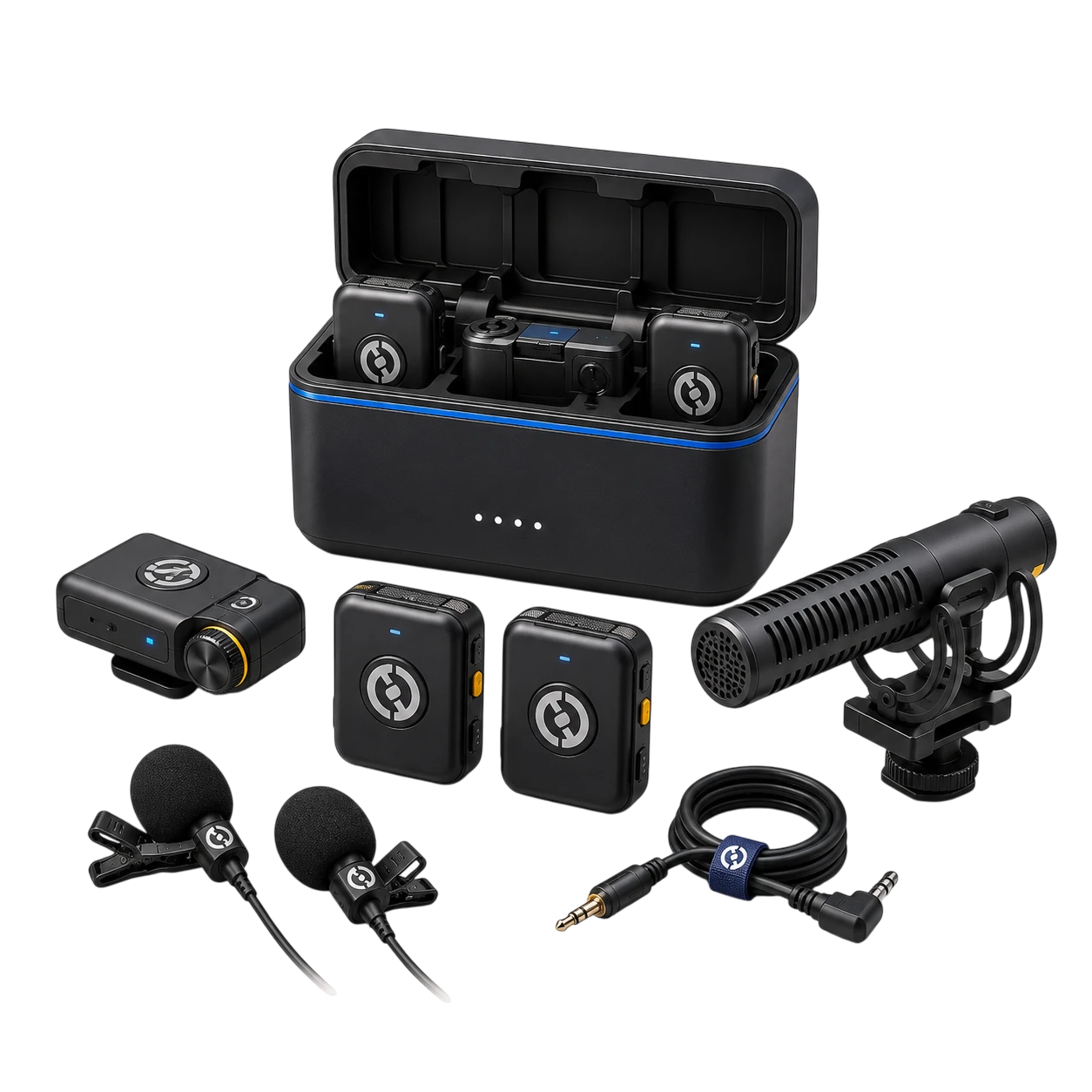 Kit de microfones profissionais em composição 3D